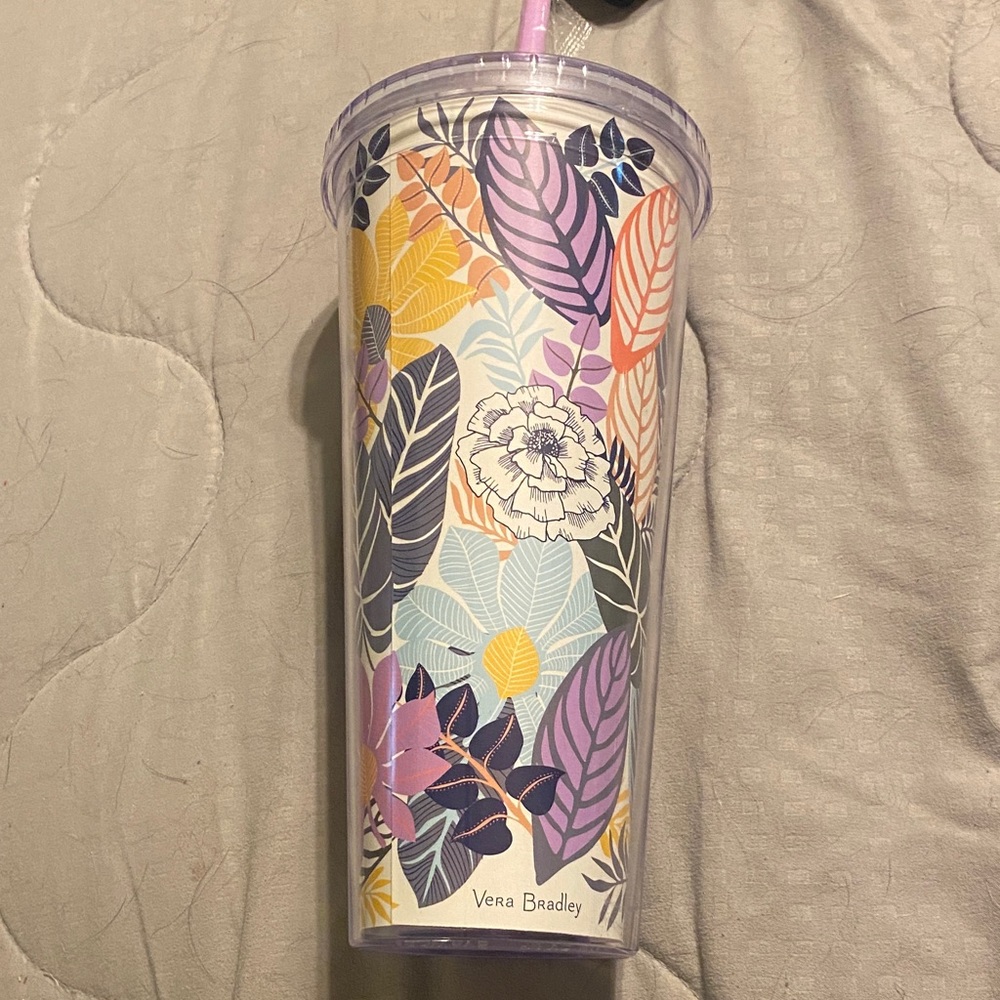 Vera Bradley new  Multicolor Floral Tumbler with Straw